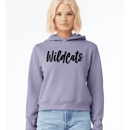 Lavender - K-State Wildcats Hoodie with Black Puff Wildcats Script