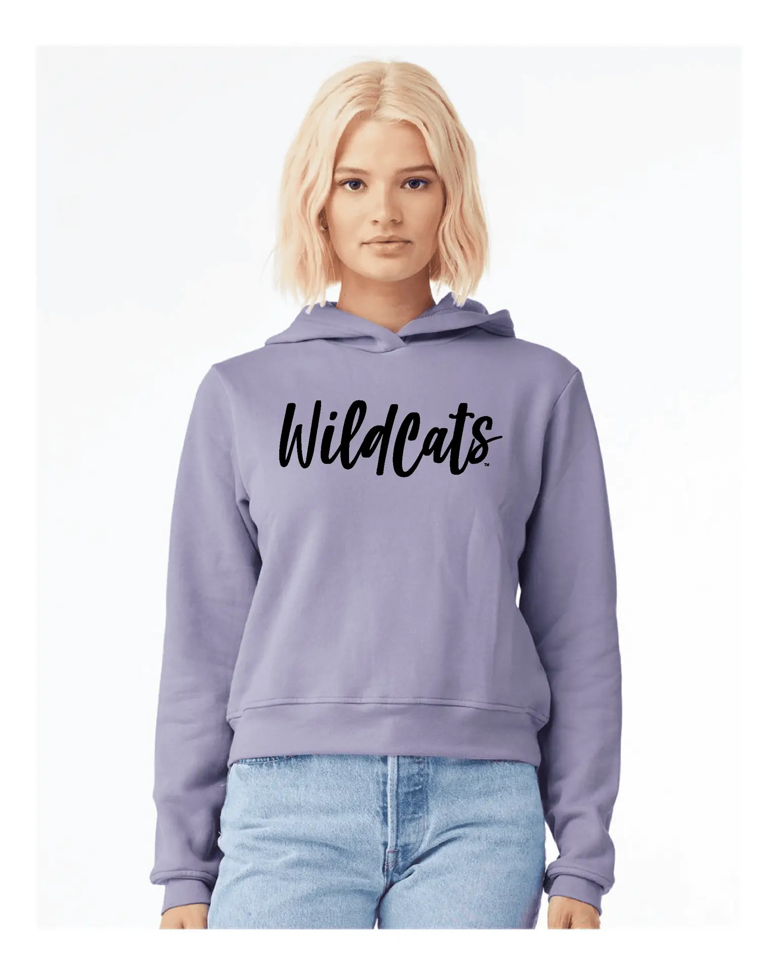 Lavender - K-State Wildcats Hoodie with Black Puff Wildcats Script