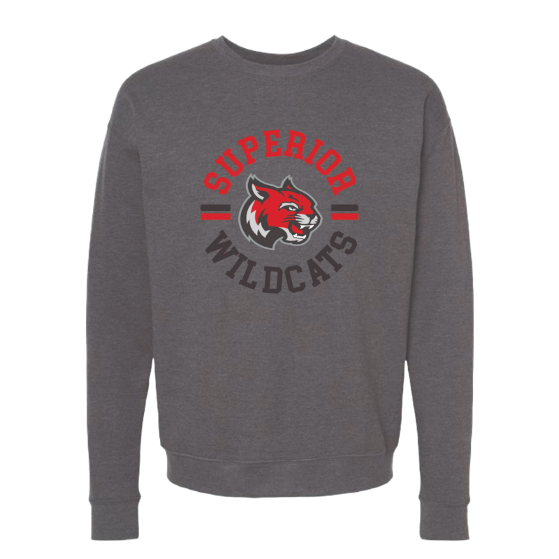 Superior Wildcats Fleece crewneck, Circle Crest