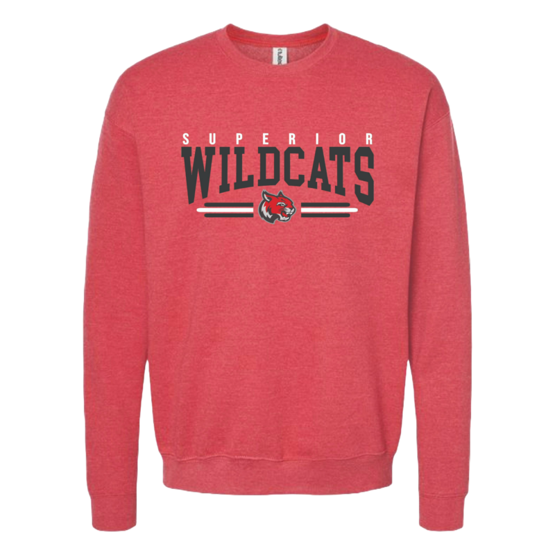 Superior Wildcats Fleece crewneck, Collegiate text