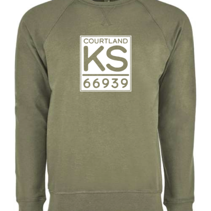 Courtland Kansas Sweatshirt - Military Green White